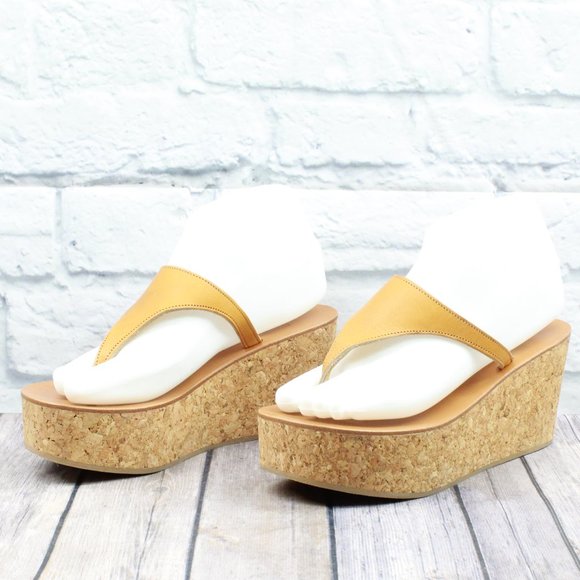 K. Jacoves Wedge Thong Heels Sandals Size 37 - Picture 3 of 10